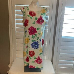 Kathie Lee Collection White Midi Dress with Multicolor Floral Print